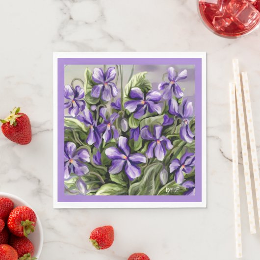 Veilchen in einem Mondglas Serviette (Beispiel)