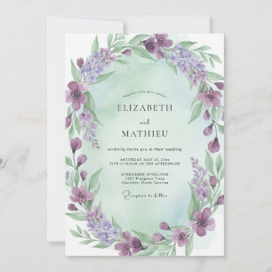 Veilchen-Minz-Kranz-Hochzeit Einladung