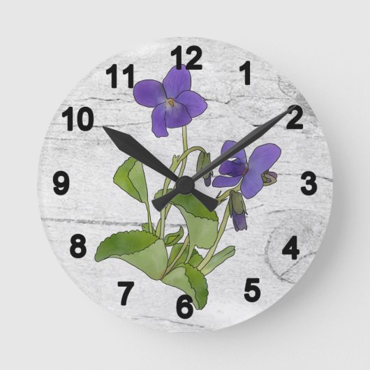 Veilchen Runde Wanduhr (Vorderseite)