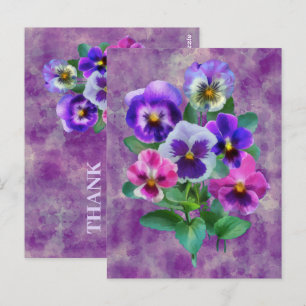 Veilchen-Stiefmütterchen-Blumenstrauß DANKE Postkarte