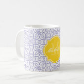 Veilchen-Tulpe-Damaskus-Monogramm-Tasse Kaffeetasse (Vorderseite Links)