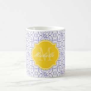 Veilchen-Tulpe-Damaskus-Monogramm-Tasse Kaffeetasse