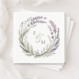 Veilchen- und Salbei-Blumenkranz-Hochzeitsserviett Serviette