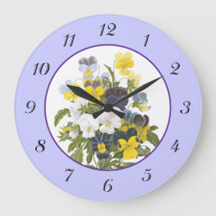 Veilchen und Stiefmütterchen Vintage-Botanische Wa Große Wanduhr