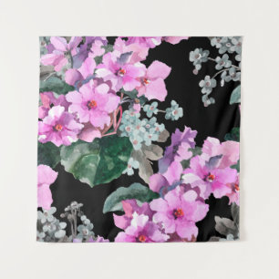 Veilchenblumen und Vergissmeinnicht Aquarell auf b Wandteppich