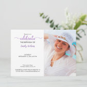 Veilchenmuster für Foto Geburtstag Einladung (Stehend Vorderseite)