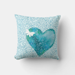 Veiled Blue Heart Kissen