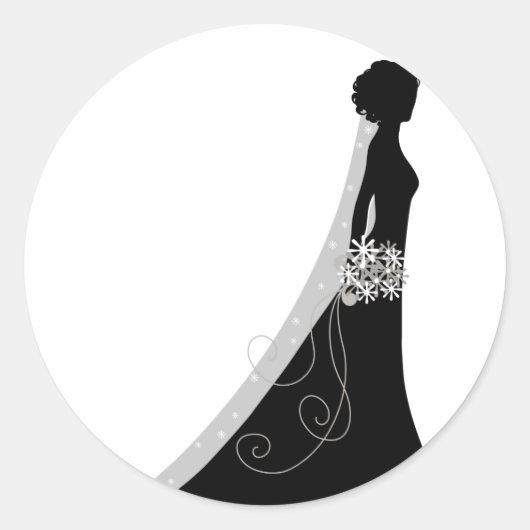 Veiled Bride Silhouette Clipart Wedding Stickers (Vorderseite)