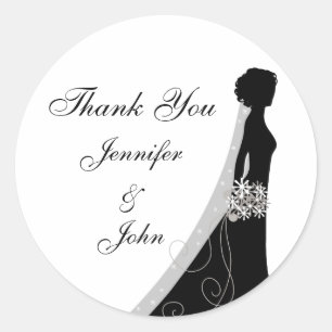 Veiled Bride Silhouette Hochzeit Danke Stickers
