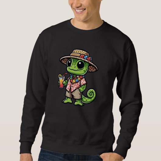 Veiled Chameleon Hawaii Reptile Funny Summer Sweatshirt (Vorderseite)