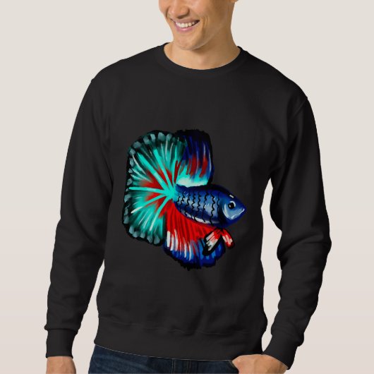 Veiltail Betta Fisch Clipart Wasserfarbenkorallen Sweatshirt (Vorderseite)