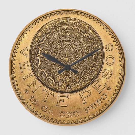 Veinte Pesos Oro Puro Große Wanduhr (Vorderseite)