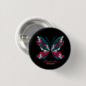 Vektor Hintergrund mit schönem Schmetterling Tätow Button (Vorne & Hinten)