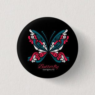 Vektor Hintergrund mit schönem Schmetterling Tätow Button