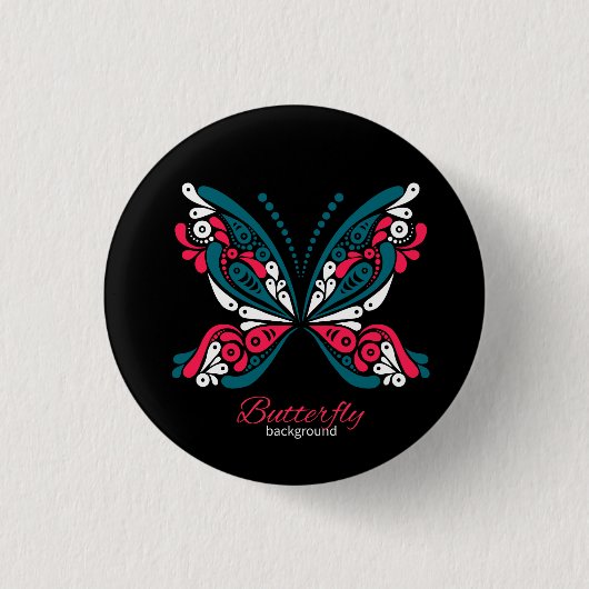 Vektor Hintergrund mit schönem Schmetterling Tätow Button (Vorderseite)