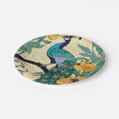 Vektor, nahtloses Muster mit Pfauenprint Pappteller (Schrägansicht)