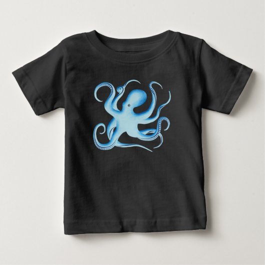 Vektor-Silhouette des Blauen Oktopus Baby T-shirt (Vorderseite)