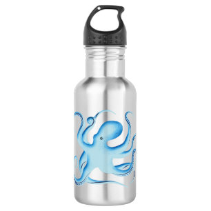 Vektor-Silhouette des Blauen Oktopus Edelstahlflasche