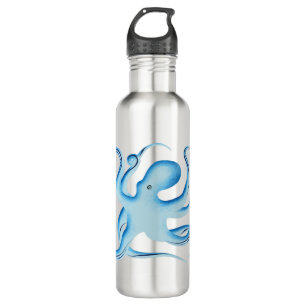Vektor-Silhouette des Blauen Oktopus Edelstahlflasche