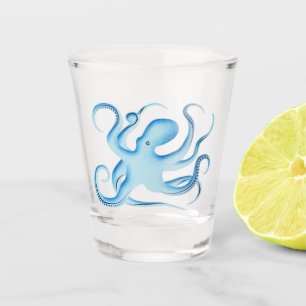 Vektor-Silhouette des Blauen Oktopus Schnapsglas