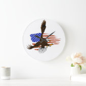 Vektor-Vektor-Amerikanischer Adler gegen Gussahne Große Wanduhr (Zuhause)