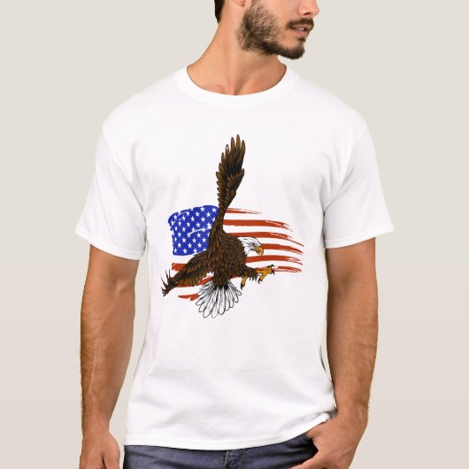 Vektor-Vektor-Amerikanischer Adler gegen Gussahne T-Shirt (Vorderseite)