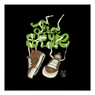 Vektor-Vektorfreestyle-Illustration mit Sneakern Poster