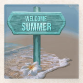 Vektor Willkommen Sommer Glasuntersetzer (Vorderseite)