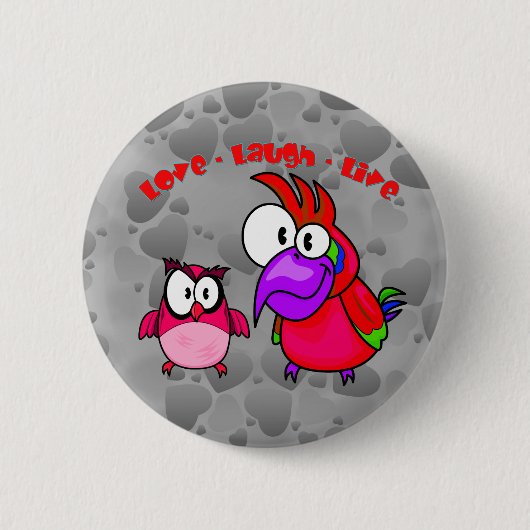 VektorCartoon-Vögel mit Text Liebe-Lachen leben Button (Vorderseite)