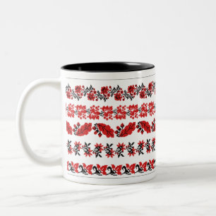 Vektoren ukrainisches Schema Muster Kit Zweifarbige Tasse