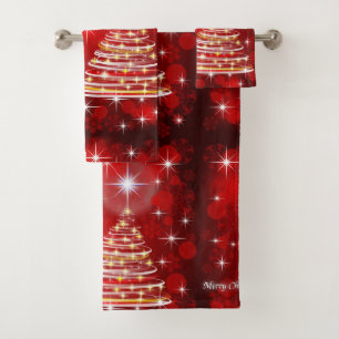 Vektorhat fröhlicher Weihnachtsbaum Bad-Tuch-Set Badhandtuch Set