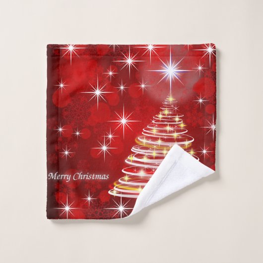 Vektorhat fröhlicher Weihnachtsbaum Bad-Tuch-Set Badhandtuch Set (Waschlappen)