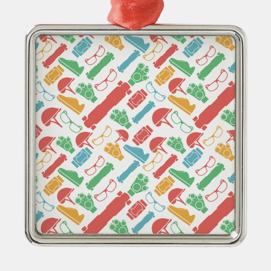 Vektorhintergrund für Zusätze für longboarders Silbernes Ornament (Vorne)