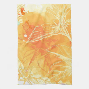 Vektorwatercolor-Hintergrund u. tropische Blumen Küchentuch