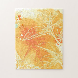 Vektorwatercolor-Hintergrund u. tropische Blumen Puzzle