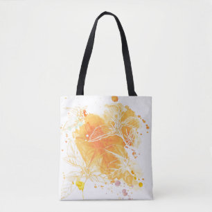 Vektorwatercolor-Hintergrund u. tropische Blumen Tasche