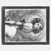 Velaria Retro Age Button Up Girl Portrait Fleecedecke (Vorderseite (Horizontal))