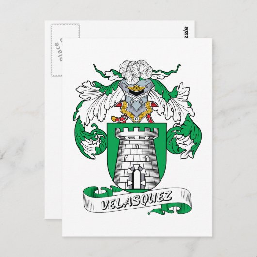 Velasquez Familienwappen Postkarte (Vorne/Hinten)