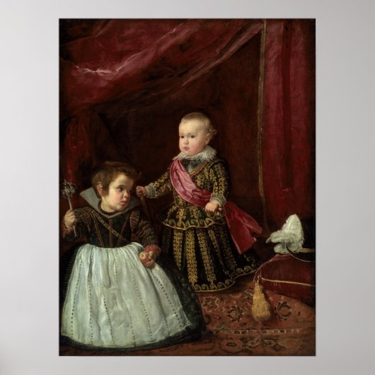 Velázquez - Don Baltasar Carlos mit einem Zwerg Poster (Vorne)