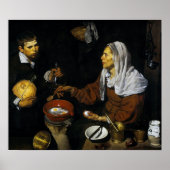 Velázquez - Eine alte Frau, die kocht Eier Poster (Vorne)