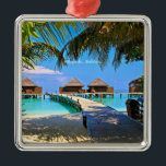 Veligandu, tropische Malediven, Ornament Aus Metall<br><div class="desc">Veligandu, tropische Landschaftsfotos der Malediven, Sake-Ornament</div>