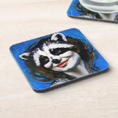 "Velka Teyani" flüstert Raccoon Trickster Getränkeuntersetzer (Linke Seite)