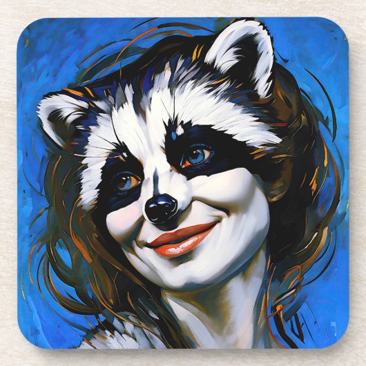 "Velka Teyani" flüstert Raccoon Trickster Getränkeuntersetzer (Vorderseite)