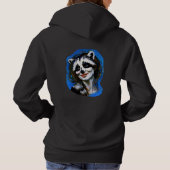 "Velka Teyani" flüstert Raccoon Trickster Hoodie (Rückseite)