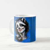 "Velka Teyani" flüstert Raccoon Trickster Kaffeetasse (Vorderseite Links)