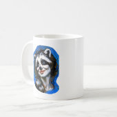 "Velka Teyani" flüstert Raccoon Trickster Kaffeetasse (Vorderseite Links)