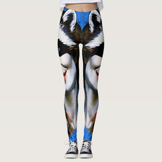 "Velka Teyani" flüstert Raccoon Trickster Leggings (Vorderseite)