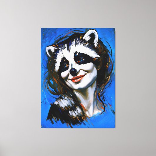 "Velka Teyani" flüstert Raccoon Trickster Leinwanddruck (Vorderseite)