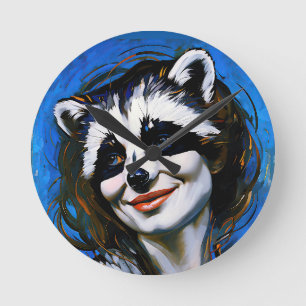 "Velka Teyani" flüstert Raccoon Trickster Runde Wanduhr
