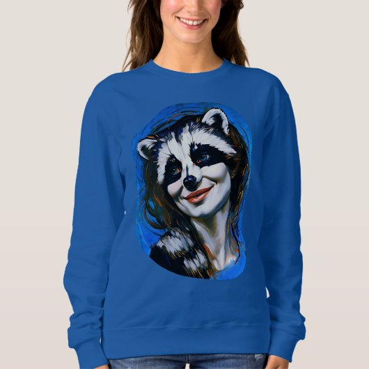"Velka Teyani" flüstert Raccoon Trickster Sweatshirt (Vorderseite)